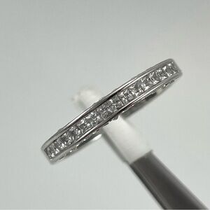 Rings Beautiful Simple Dainty Inlaid Paved White Diamond CZ Silver Plated Band